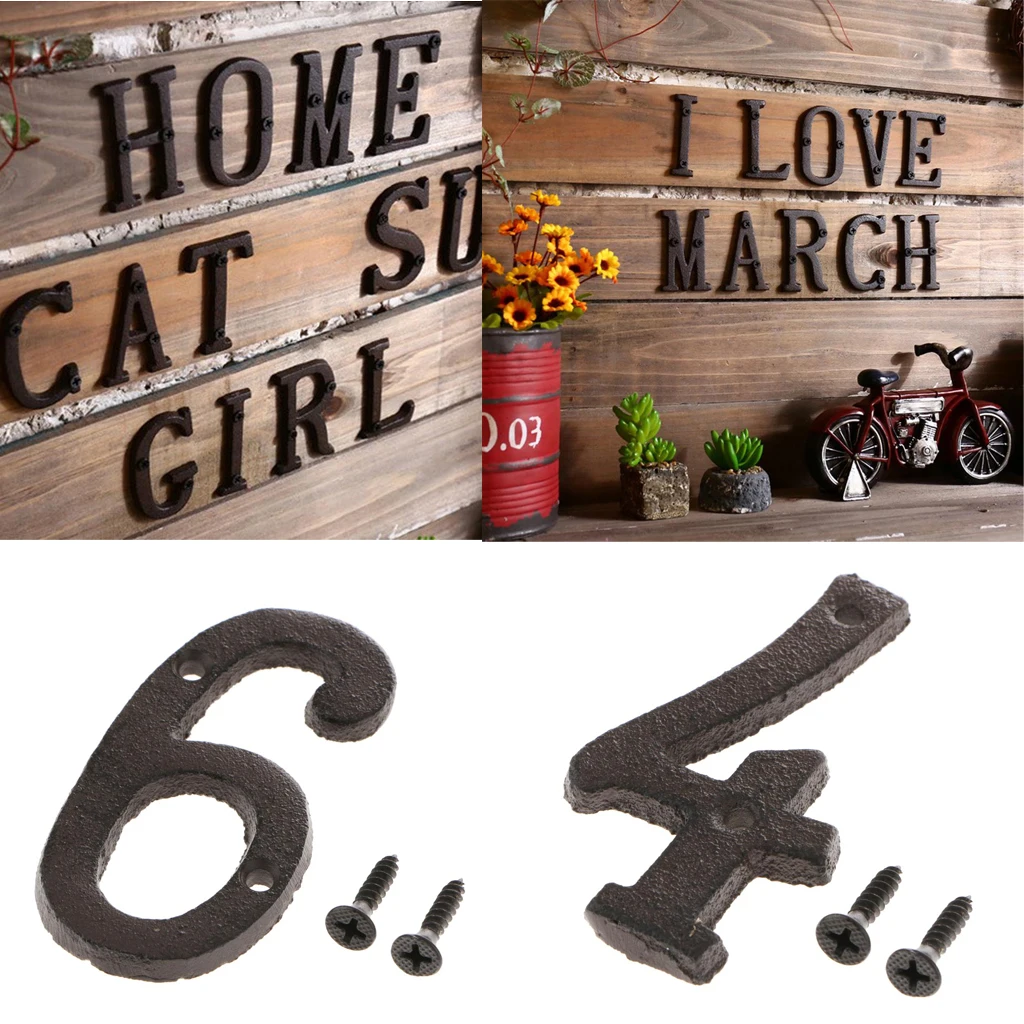 Чугунный металлический дверной знак с цифрами 2 шт. табличка для дома сада имя