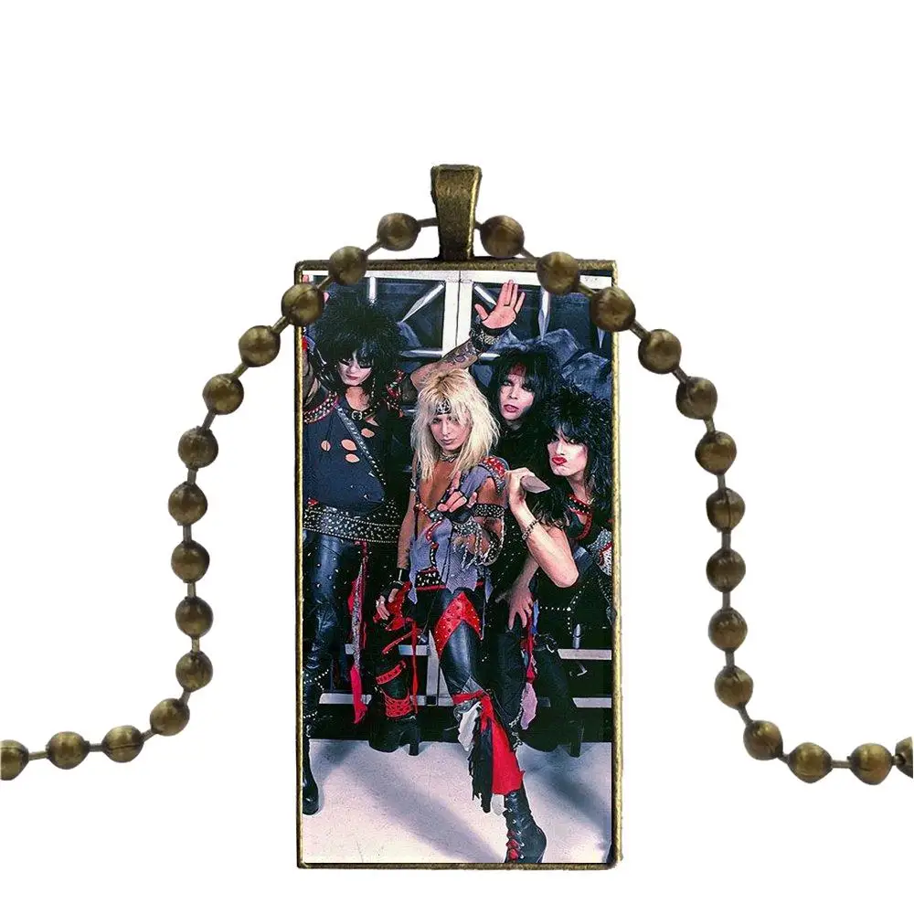 as picture EJ глазури для Для мужчин Для женщин с надписью Mötley Crüe Никки Сикс Стекло кулон Подвеска с изображением галактики Цепочки и ожерелья Для женщин бронза колье с покрытием ювелирные изделия - Окраска металла: as picture