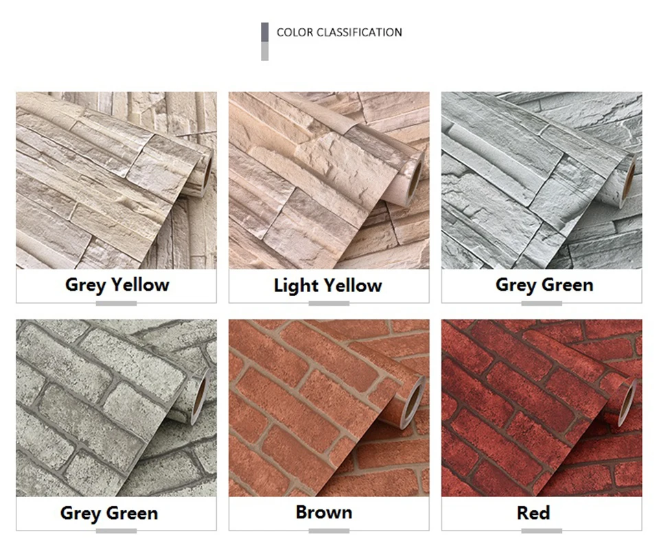 

5M/10M Living Room Kitchen Bathroom Waterproof Wall Sticker Home Decor Removable Vinyl PVC Brick Stone Self Adhesive Wallpaper