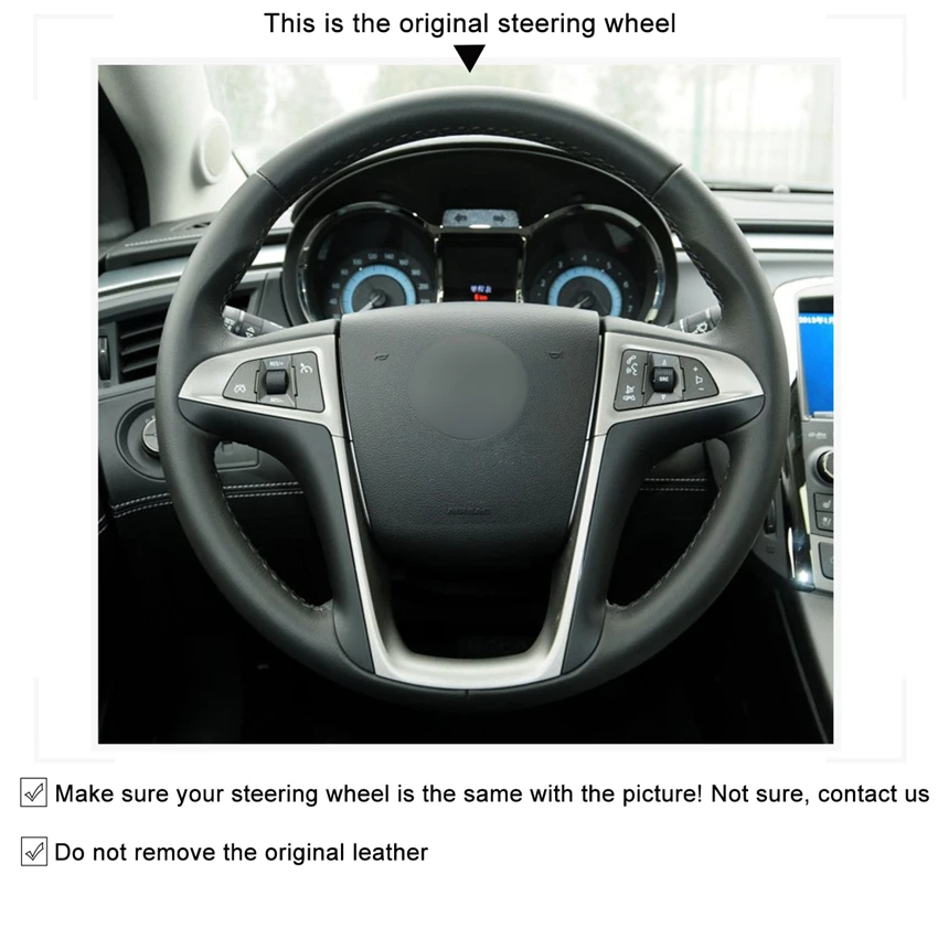 

MEWANT Black Genuine Leather Car Steering Wheel Cover for Buick Lacrosse 2010-2013 Regal 2011-2013 Chevrolet Equinox 2010-2016
