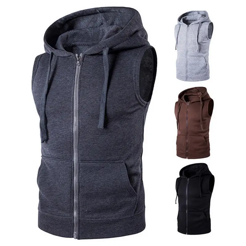 Бренд 2019 мужской жилет модный однотонный без рукавов с капюшоном кардиган куртка