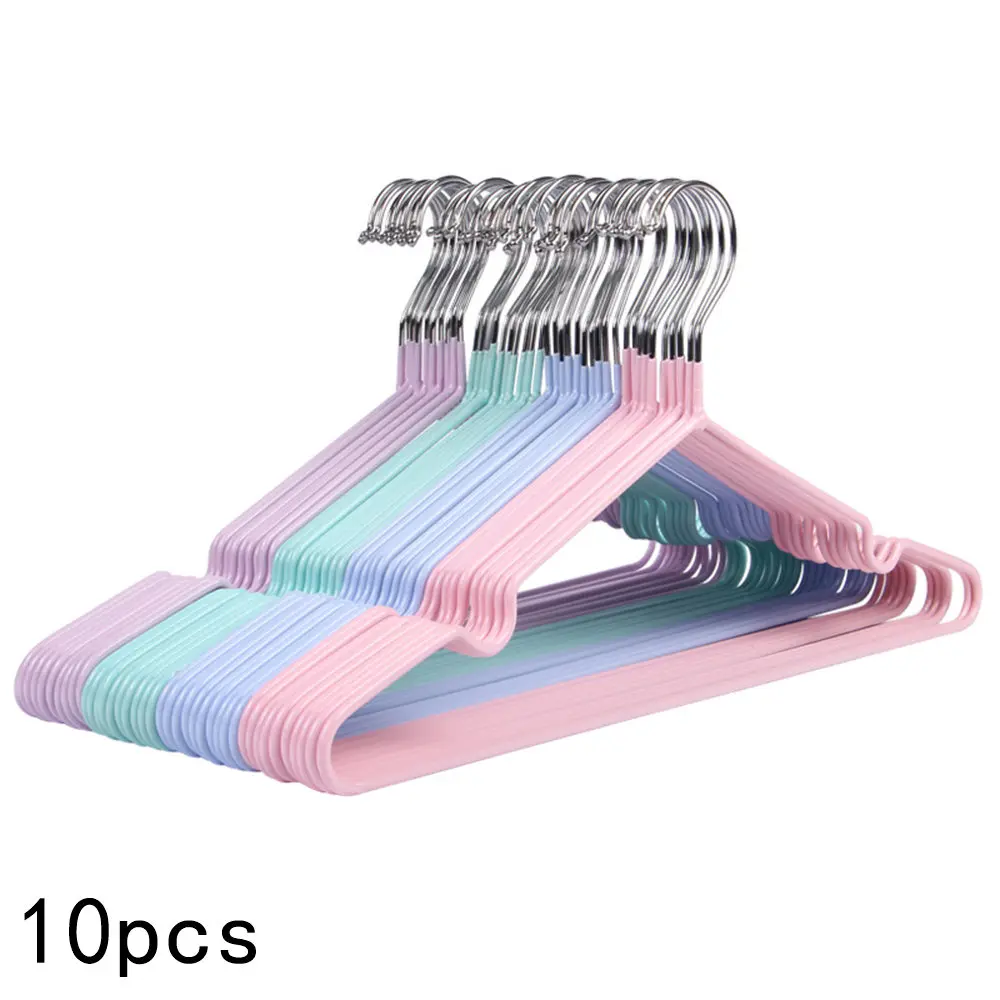 10pcs 40cm Adult Non-Slip Metal Hanger Hanging For Coats Jackets Pants Dress Clothes Accessories Rack Clothing Wardrobe Storage - Цвет: Mix