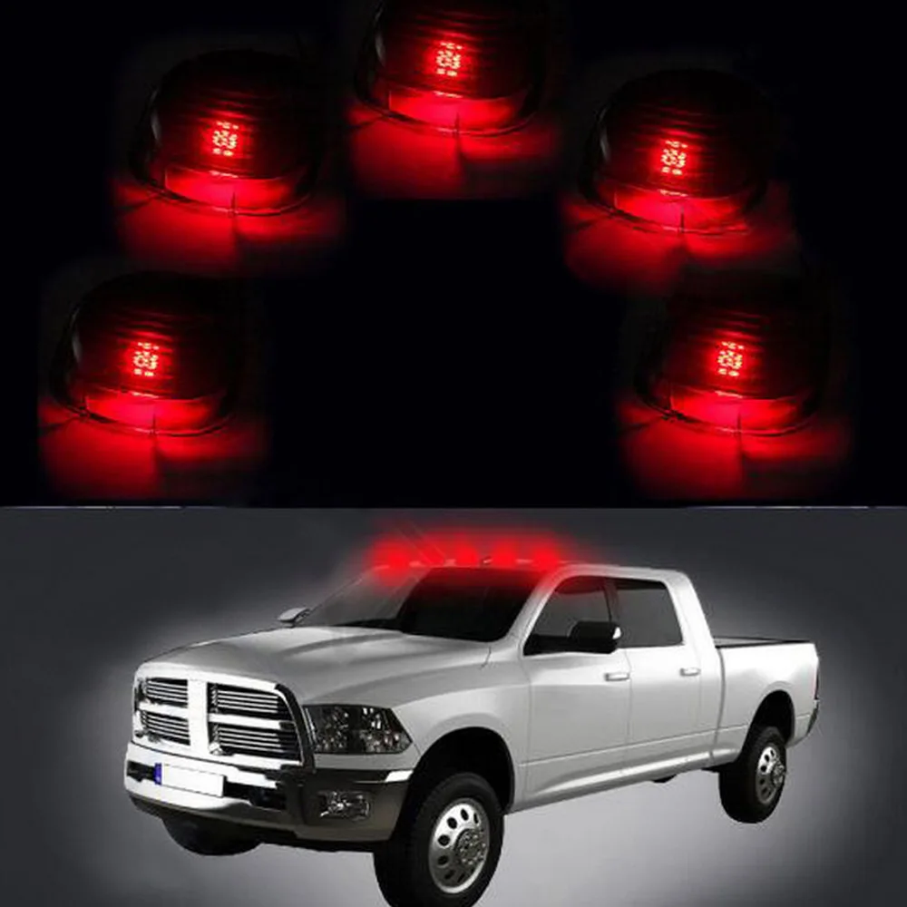 

12V 5pcs T10 Smoke Roof Running Lights Cab Marker Cover Xenon White Blue Red LED Bulbs for F/ord