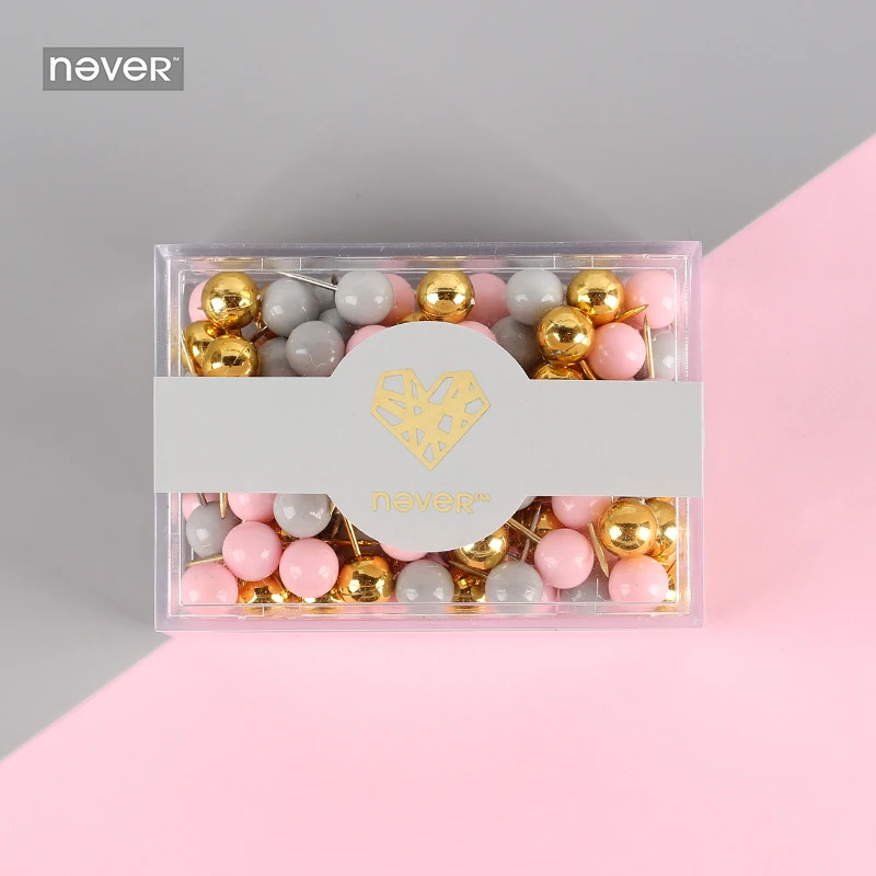 Серия Never Pink, нажимные шпильки, Золотые зажимы для большого пальца, пробковая доска, нажимная булавка, 120 шт., офисные аксессуары, школьные принадлежности, подарочные канцелярские принадлежности