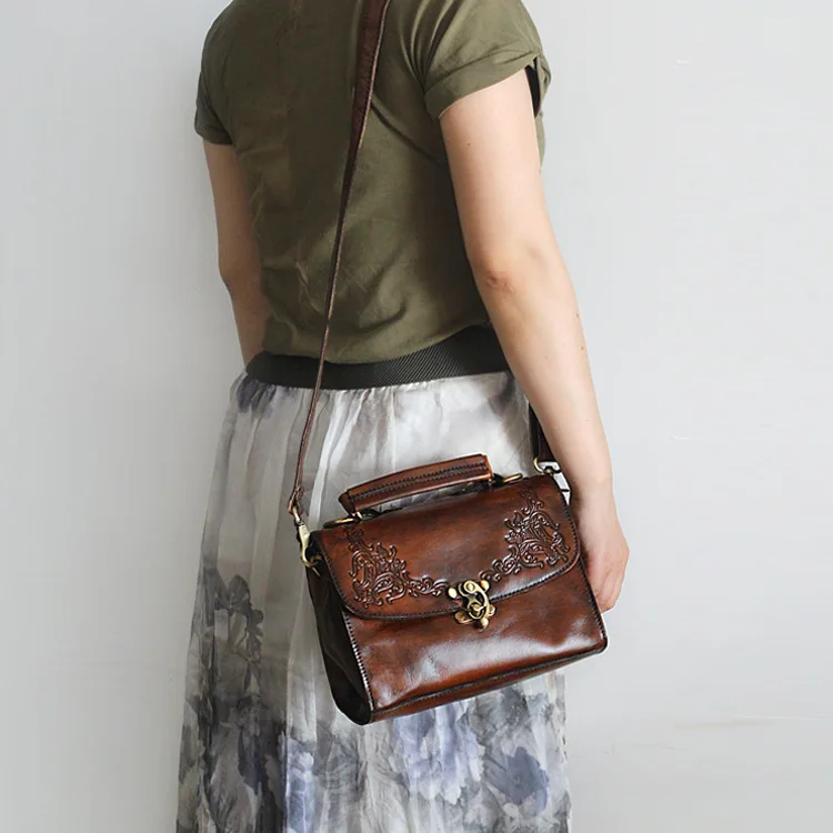 AETOO старинная кожаная очистка вручную косой крест пакет импорт дубления кожа