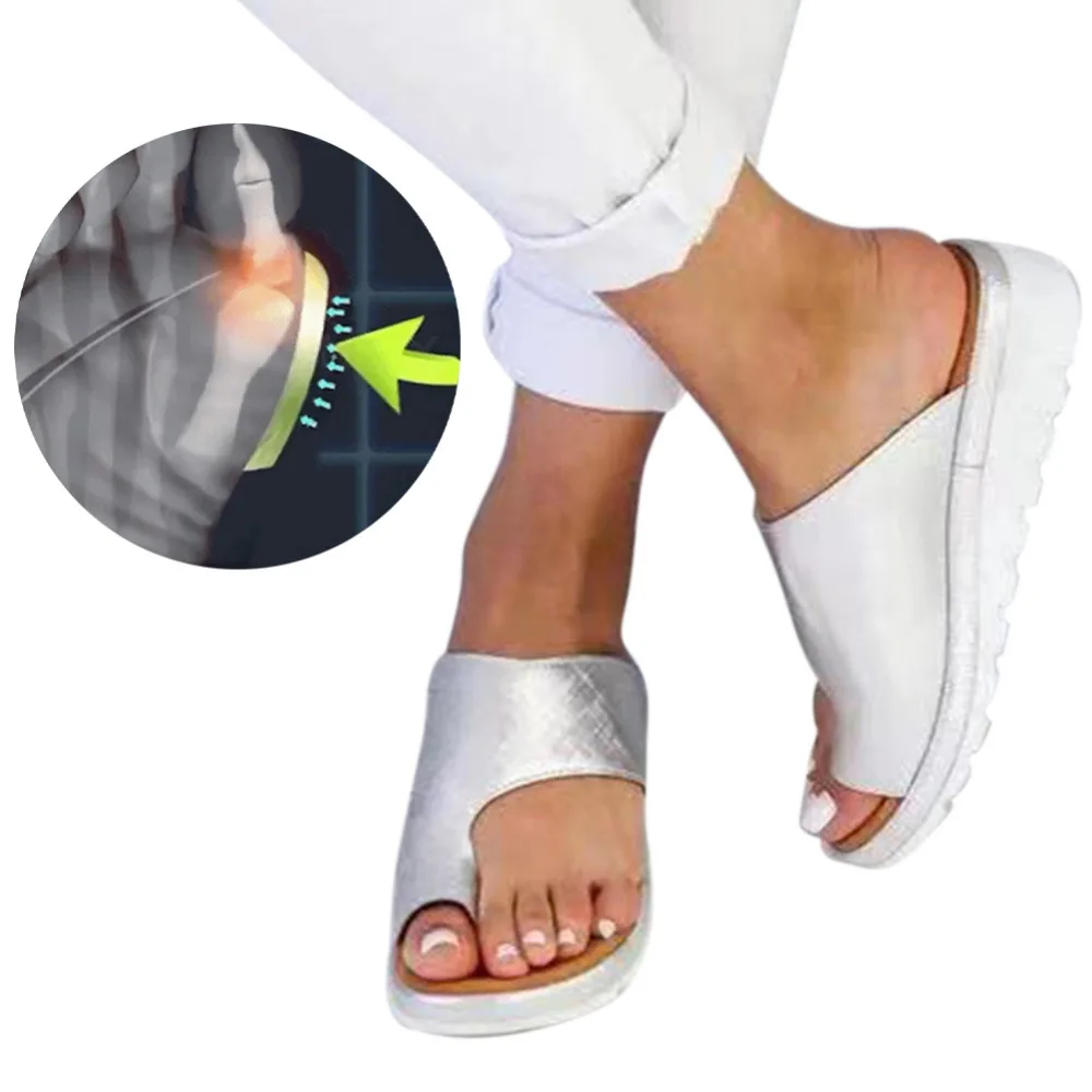 Women Comfy Platform Sandal Shoes Flip Flops PU Leather Flat Sole Sandals Sandalias Mujer Dating Shopping H300 | Обувь