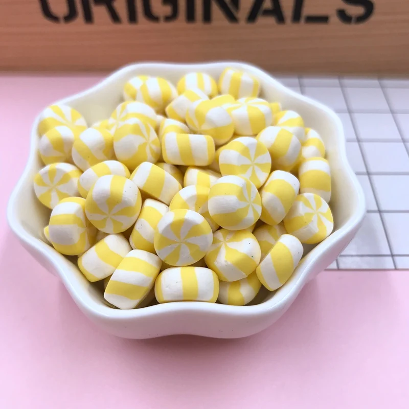 yellow candy Горячая милый кавайный мини-гамбургер, мини-конфеты, глиняный пончик для рукоделия, украшения для телефона, скрапбукинг, сделай сам - Цвет: yellow candy