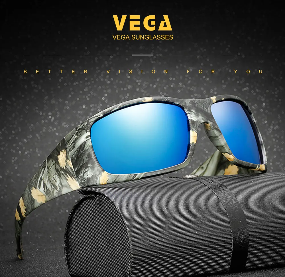 VEGA Eyewear, Лучшие Спортивные камуфляжные очки для мужчин и женщин, спортивные солнцезащитные очки, поляризационные, байкерские, камуфляжные солнцезащитные очки для водителя полиции 208