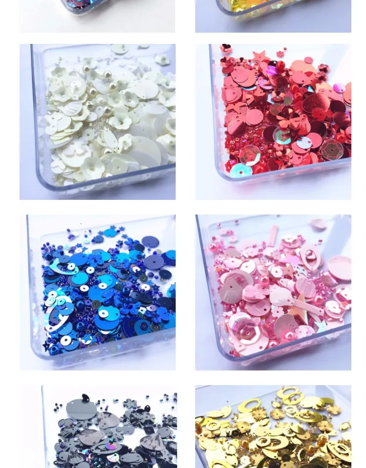 Qlcrystal 10g/bags mixed pearl beads flat round pvc loose sequins,sewing craft,glass seed beads