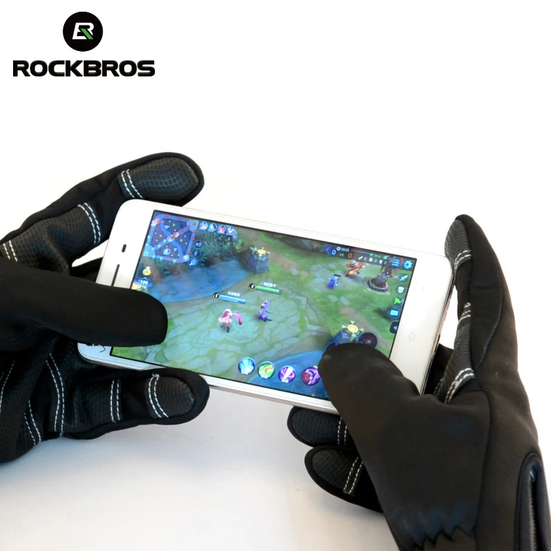 ROCKBROS зимние сенсорный экран мотоциклетные перчатки непромокаемые полный палец Luva Motoqueiro Guantes мото Мотокросс Мотоцикл перчатки