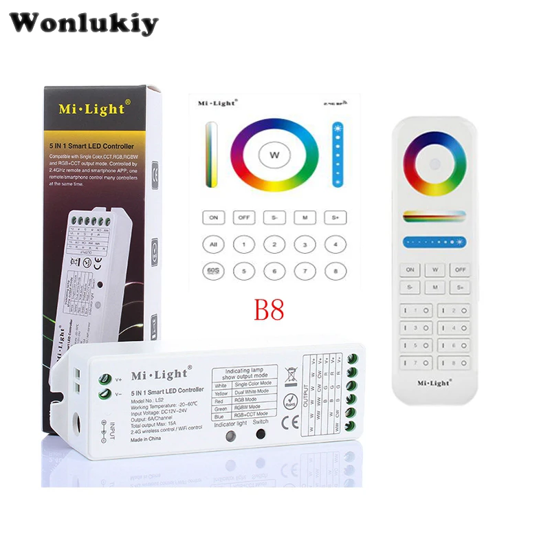 Mi. light B8 настенная сенсорная панель FUT089 8 Zone 2 4G RF Remote LS2 5 в 1 Smart Led контроллер для RGB +