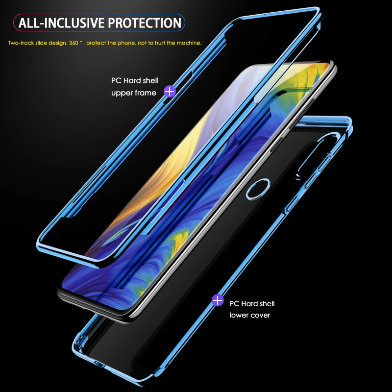 Прозрачный чехол с покрытием для Xiaomi Mi Mix 3 2 в 1 роскошная Противоударная защита