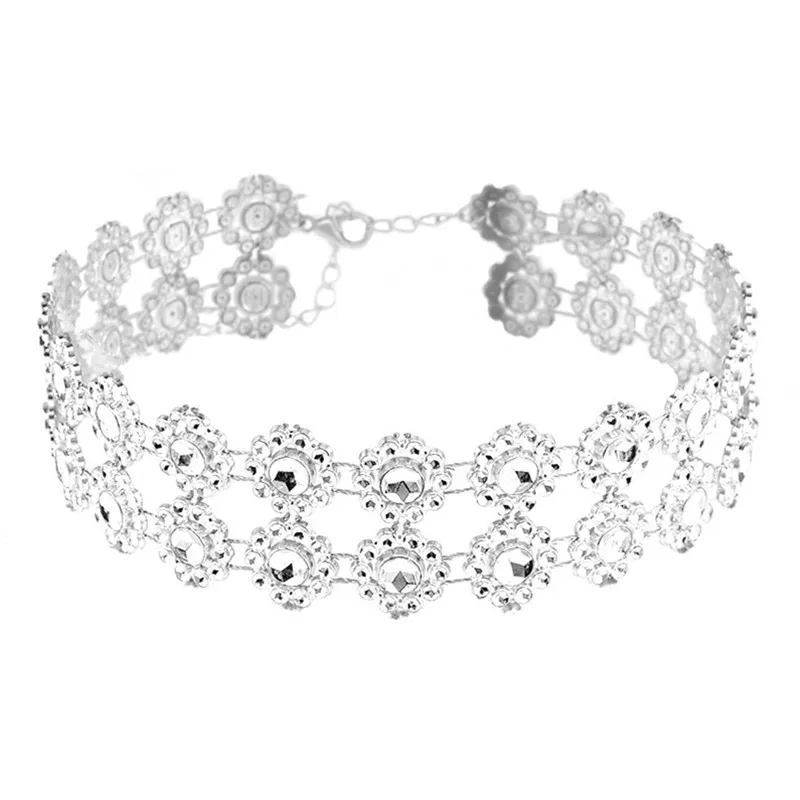 NC324 Bling Flower Clavicle Choker Necklace Women Luxury Wedding Necklaces collares mujer Collier Bijoux Steampunk Chokers 2018 | Украшения