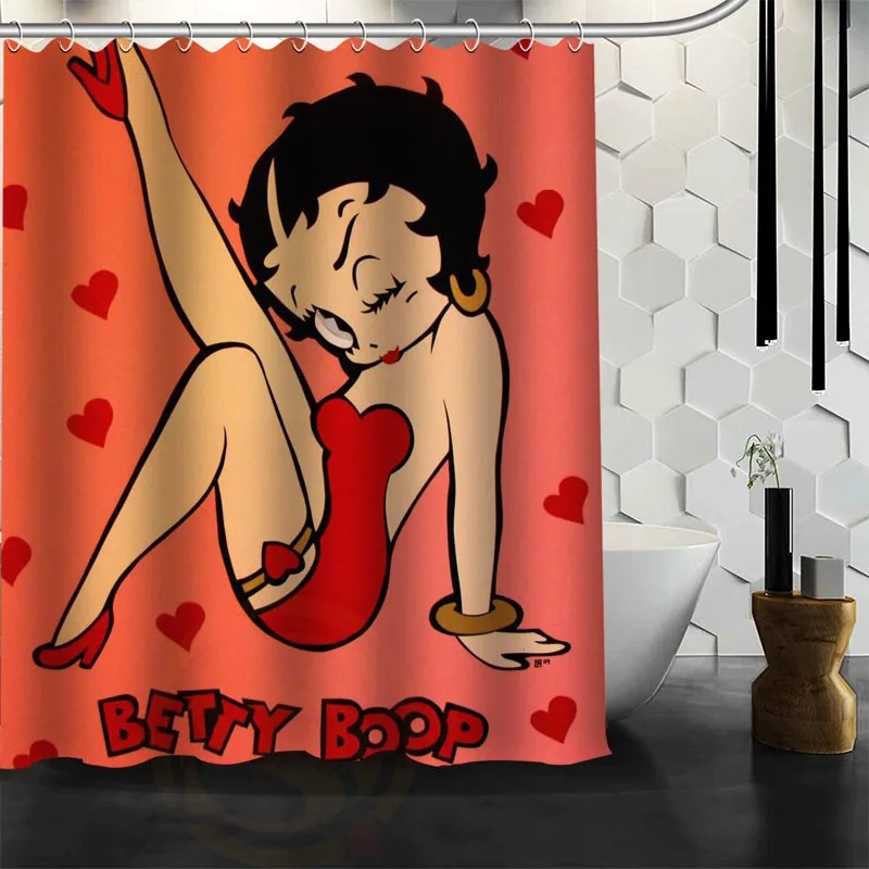 Пользовательские betty boop водонепроницаемая ткань для ванной занавеска для душа с защитой от плесени полиэстер ванная комната