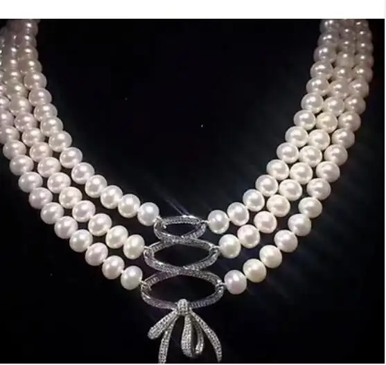 Ожерелье с жемчугом диаметром 17 18 19 дюймов 8 9 мм|pearl necklace|white pearl necklacenecklace necklace |