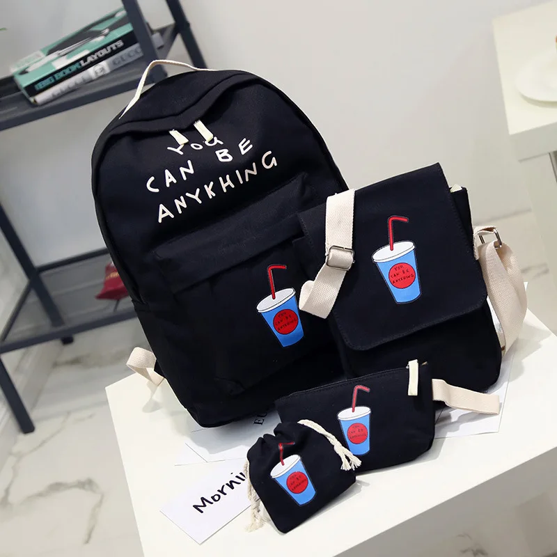 Детские школьные сумки 4/шт. mochila escolar рюкзаки для девочек холщовый рюкзак и сумка a