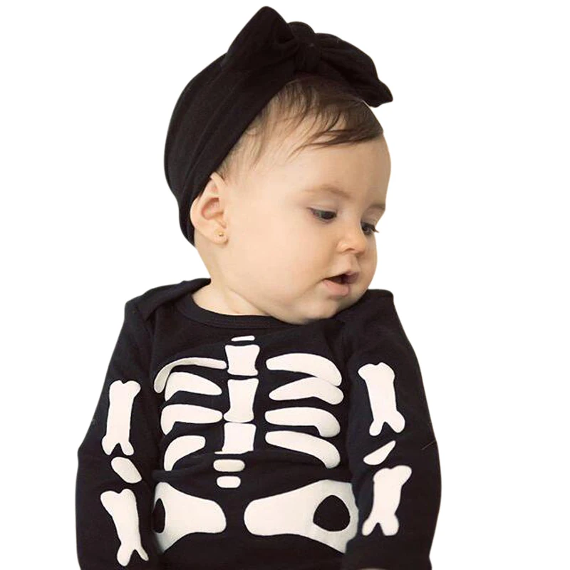 2018 Halloween Newborn Baby Boy Girls Skeleton Printed Rompers Long Sleeve Jumpsuit Clothes Outfit Costume Cosplay |