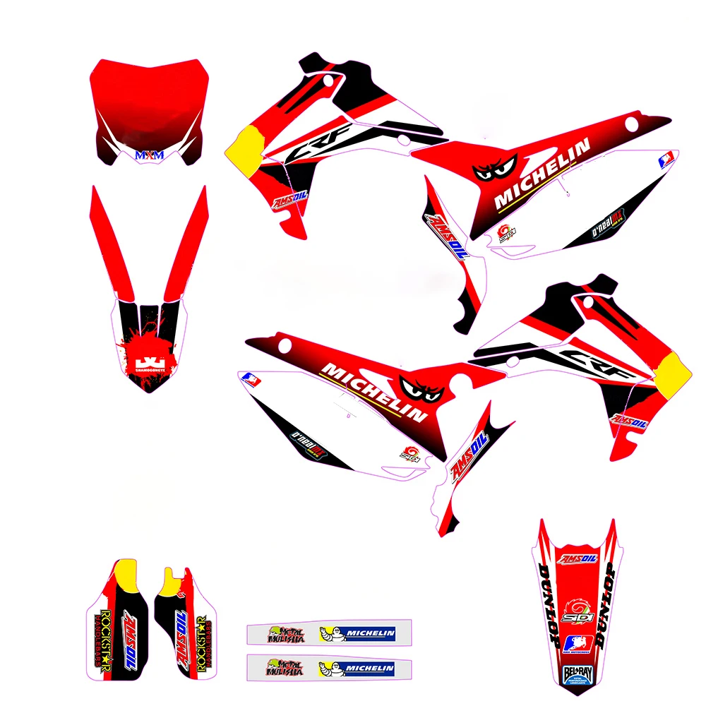 Индивидуальные номера графика фоны наклейка Стикеры для Honda CRF250R CRF250 2014 2017 2015 CRF 450