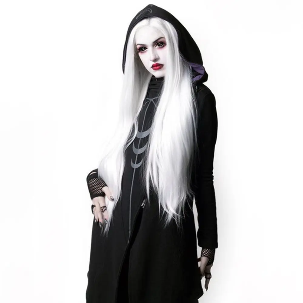 Kinikiss Женская Толстовка Harajuku Goth с капюшоном размера плюс, Осенний ассиметричный пуловер в японском стиле панк с принтом Луны