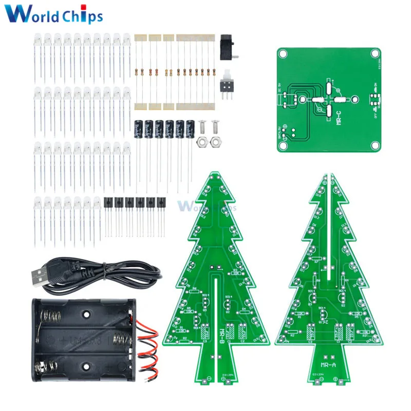 3D Christmas Tree DIY Kits 7 Colors Light Flash LED Circuit Christmas Trees LED Christmas Decoration Christmas Gift DIY Kits