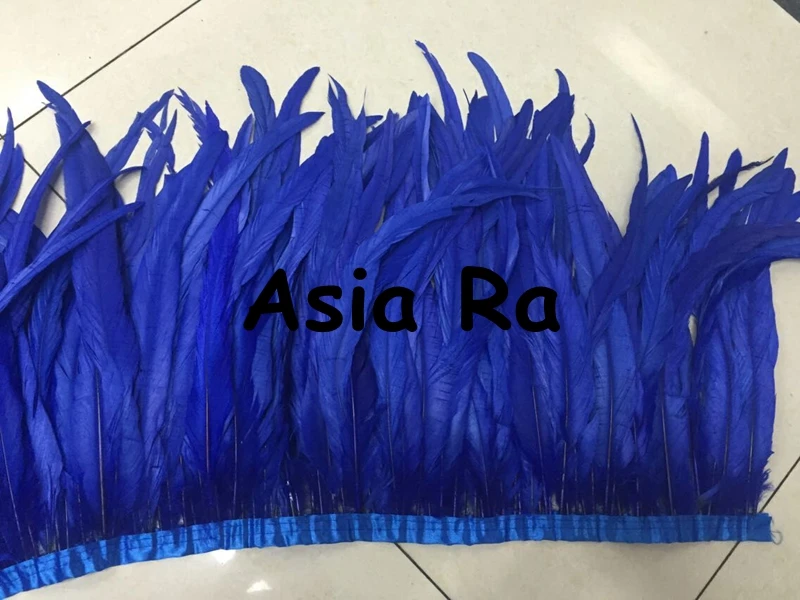 Asia Ra 10 yard 2 1 royal blue chicken feather trims 30-35cm 12-14inch long rooster coque trimming on satin | Дом и сад