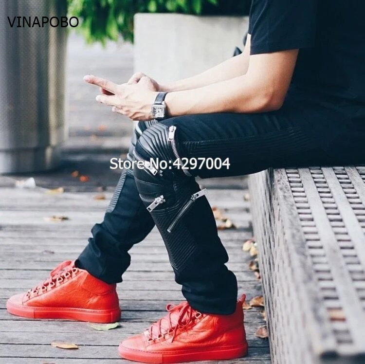 Wholesale High Top Men Casual Shoes Arena Wrinkled Leather White Red Black Drop Shipping Fashion Men's Trainers Size 38-46 | Обувь