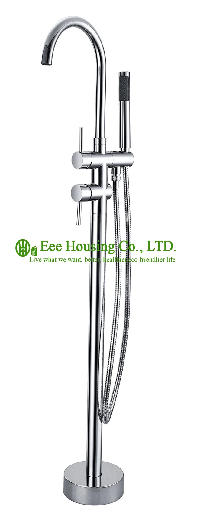 

Free Shipping brass floor-standing shower bath mixer,bathtub faucet,chrome finished,shower system,bathtub accessories