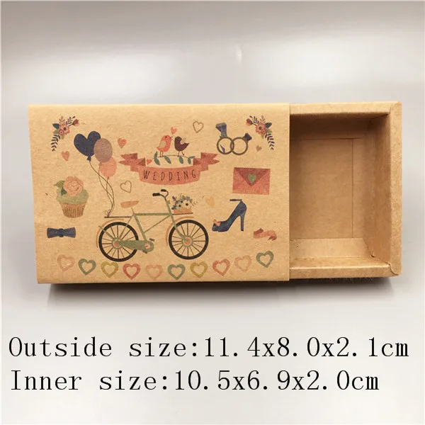 11.4x8.0x2.1cm 1 шт ящик стиль винтажный крафт-картон Свадебная коробка подарочная упаковка коробка для конфет/шоколада/печенья/ремесла/торта - Цвет: 11.4x8.0x2.1cm