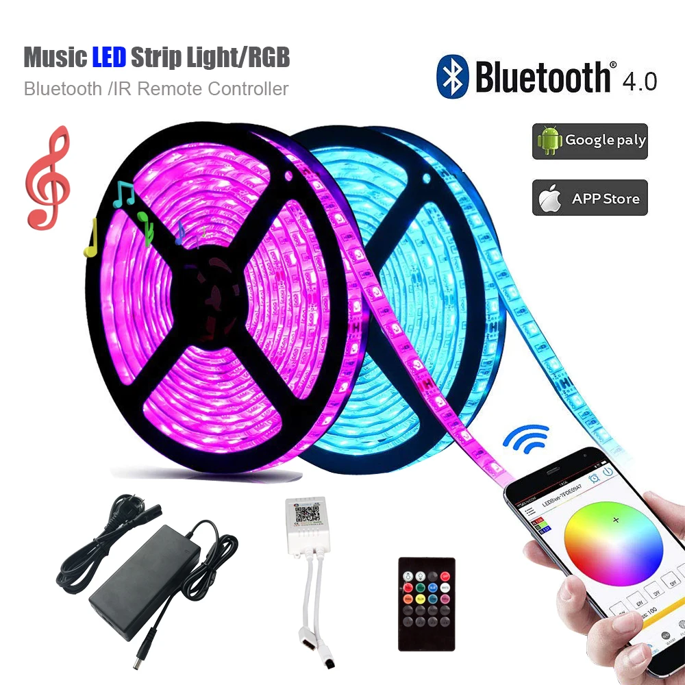 Бесплатная DHL FedEx Bluetooth APP RGB 5050 Светодиодные ленты СВЕТОДИОДНЫЙ огни