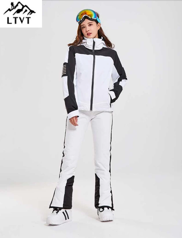 

LTVT Double Board Female Ski Suit Couple Single Double Board Waterproof Thick Hanging Strap Detachable Slim fit Women Ski Set