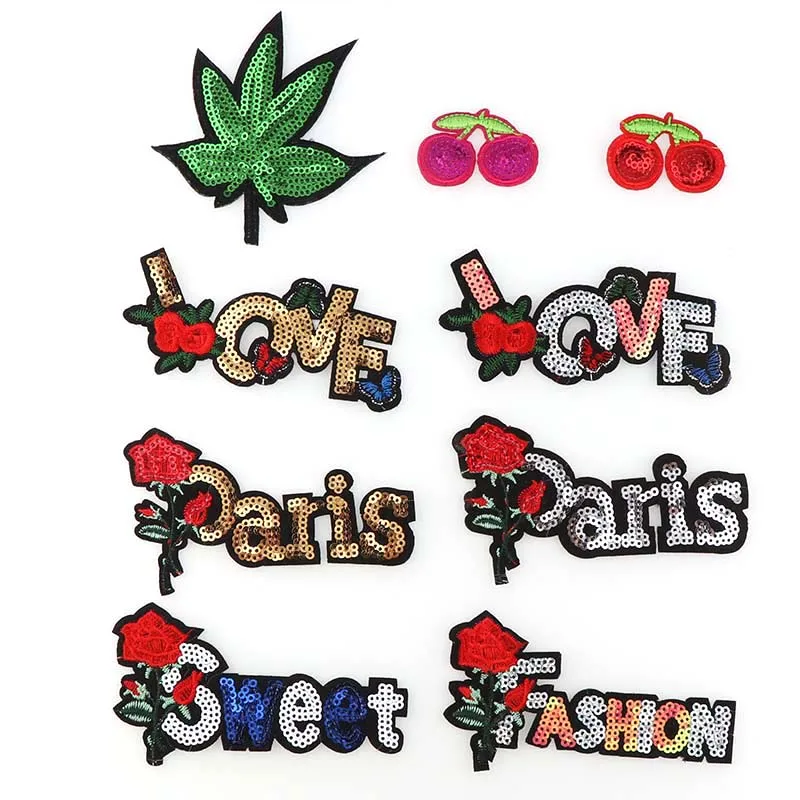 1 шт. блестки с надписью LOVE PARIS Cheery|Заплатки| |