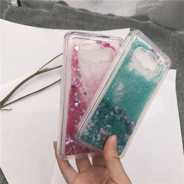 Bling Flowing Heart Love sequin Soft TPU Cases for Samsung Galaxy J4 J6 J8 2018 J3 J7 J5 2016 Prime Quicksand Liquid Coque |