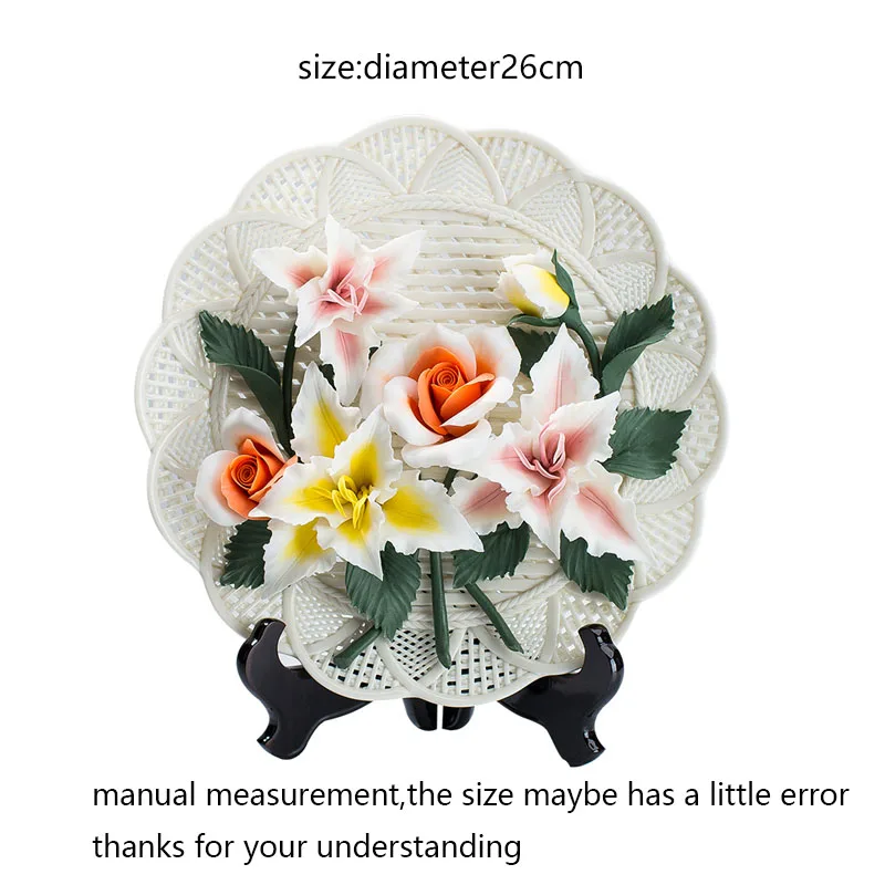 Art 3D Flower Ceramic Decor Plate Sitting Plates / Home Living Room Adornment Crafts Ornaments Dish Saucer As Wedding Gifts | Дом и сад