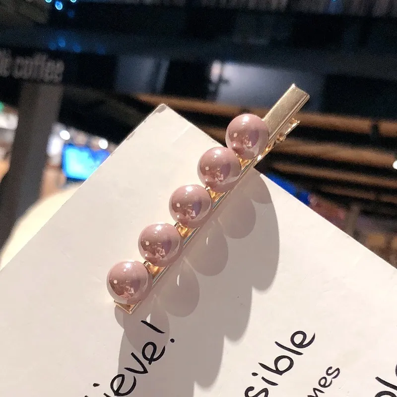 Pink Японские корейские заколки с жемчугом для женщин и девушек, заколки для волос ручной работы с жемчугом, заколки для волос, аксессуары для волос, модный головной убор - Окраска металла: Pink