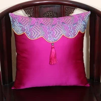 custom patchwork ethnic chinese christmas decorative silk cover cushion pillow luxury office home sofa chair lumbar pillowcases