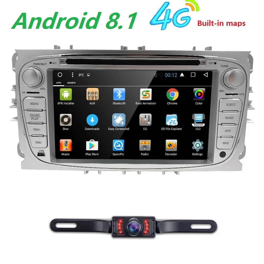 Hizpo 1G + 16G Android 8 1 автомобильный dvd навигатор для Focus ford Mondeo kuga S MAX C Радио gps 1024*600 bluetooth