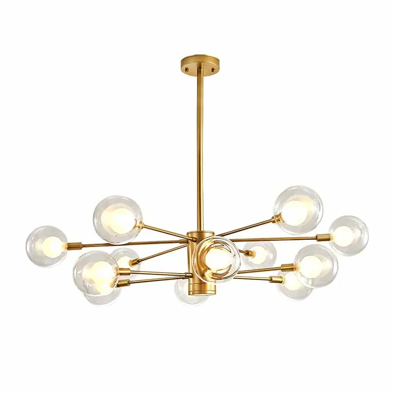 

BOKT Modern Minimalist Living Room Chandelier Glass Water Molecule Lamp Golden Dining Room Bedroom Study Ceiling Chandelier
