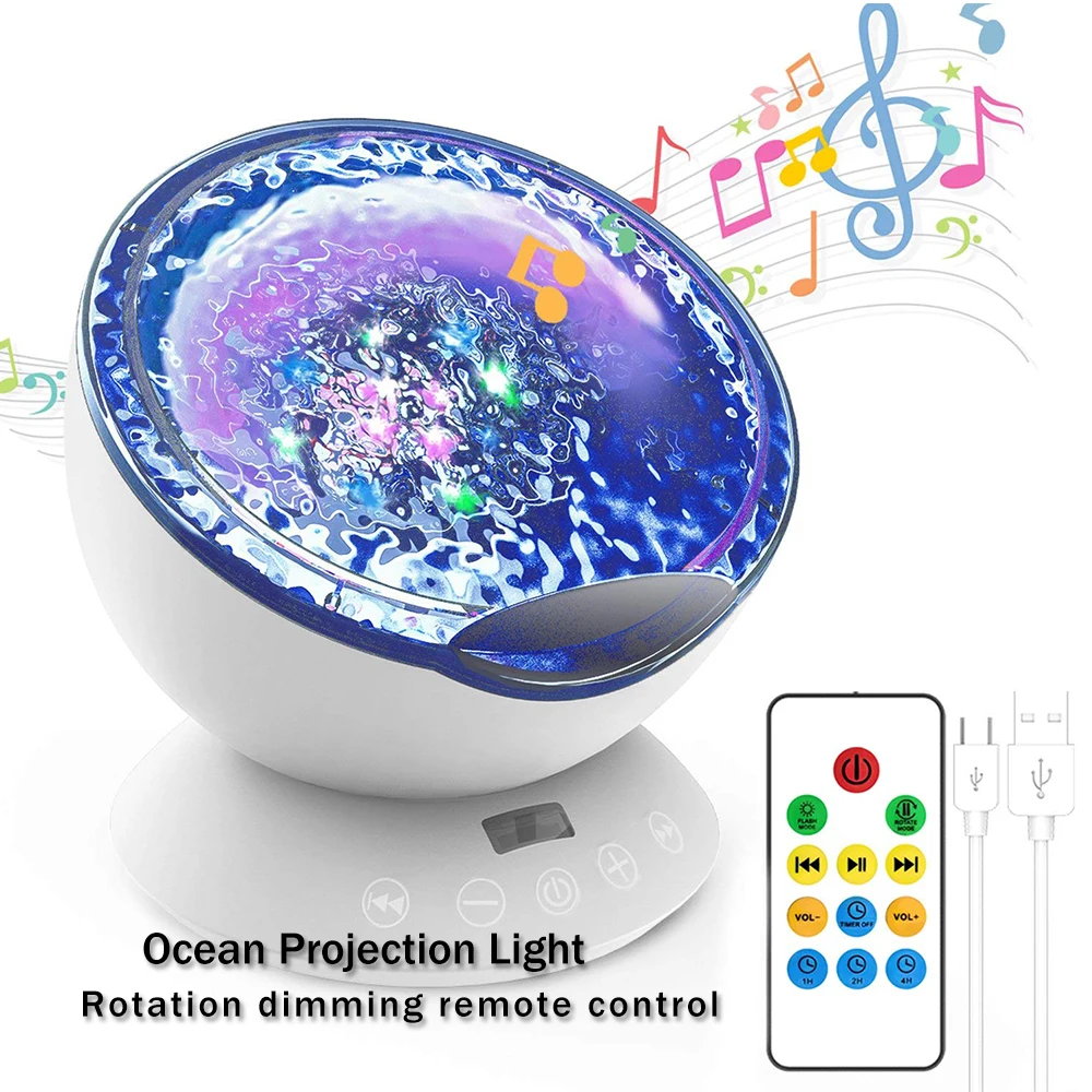 Океан волны проектор светодиодный ночник со встроенным стереофоническим колонки/(12 светодиодный лампы-3 цвета) волнистые светодиодный потолочный проектор