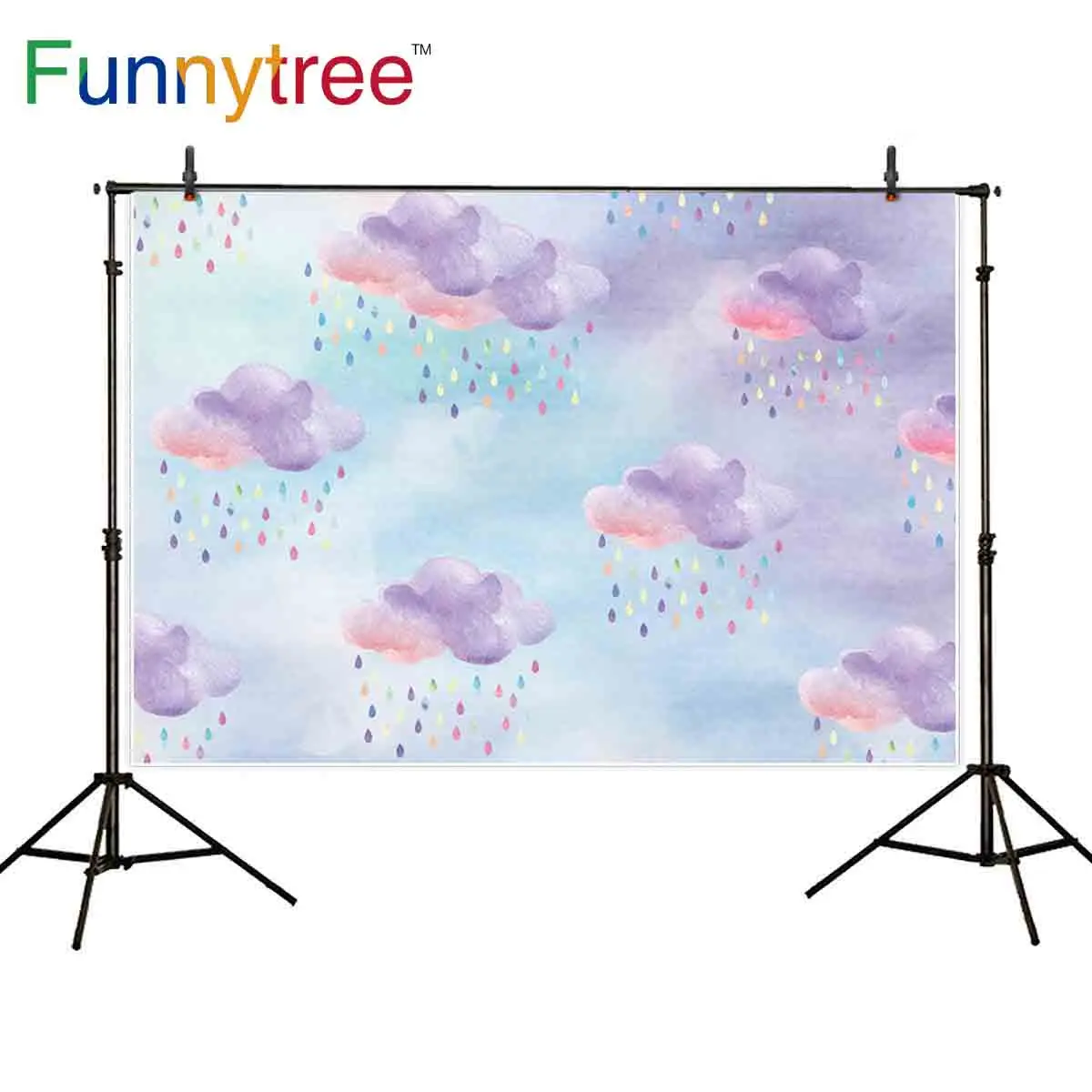 

Funnytree backgrounds for photography studio watercolor painting sky cloud baby shower backdrop photobooth photocall printed