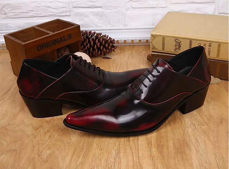 Мужские модельные туфли винно Красного цвета кожаные Sapato Masculino мужская деловая