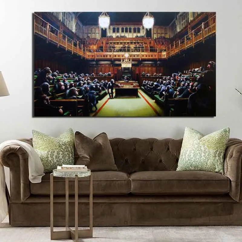 BK060(With Frame) Мартышка на холсте, модульные картины для гостиной, плакат на стене, домашний декор - Цвет: BK060(With Frame)