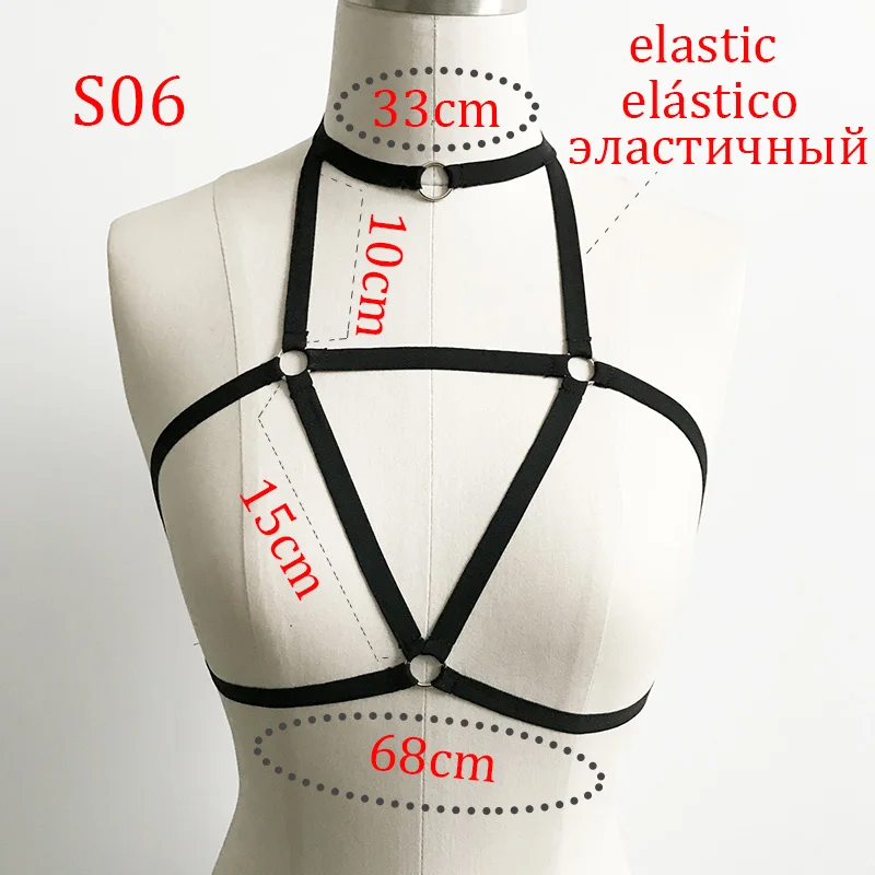 S06 SHIXIN, эластичный Готический бондаж, женское нижнее белье, сексуальный пояс с подвязками, панк, подтяжки, БДСМ, ремни, бюстгальтер, клетка, топ, Rave, украшения для тела, ремни - Цвет: S06