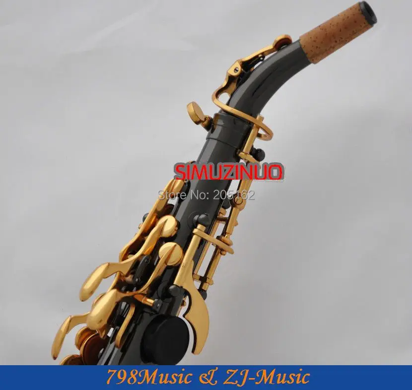Черный никель и золото Φ Bb key to High F G Key|curved soprano|curved soprano saxophonesoprano saxophone |