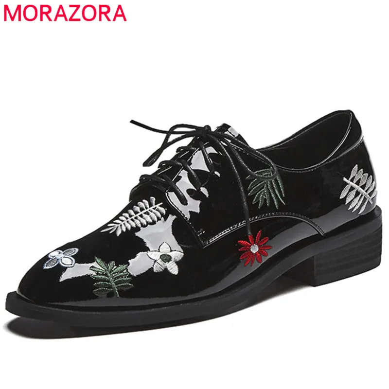 MORAZORA/2019 горячая распродажа Туфли-оксфорды из натуральной кожи женская обувь на