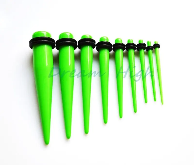 Wholesale Green Colour Ear Piercing Taper Stretcher Plug Earring Stretching Expander Expanding Kit Set UV Acrylic Fancy Jewellry | Украшения
