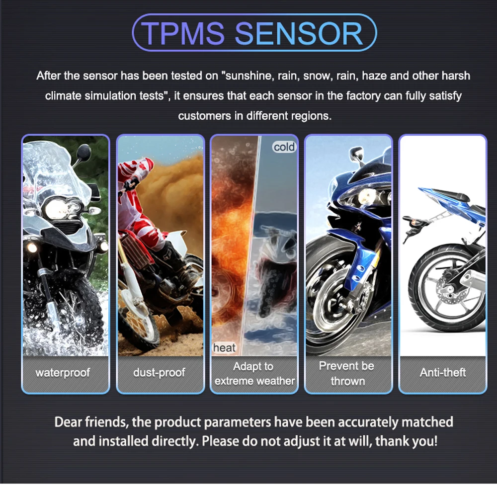 M3-C Wireless Motorcycle TPMS Real Tire Pressure Monitoring System Externe Universal 2 External Internal Sensors LCD Display | Автомобили