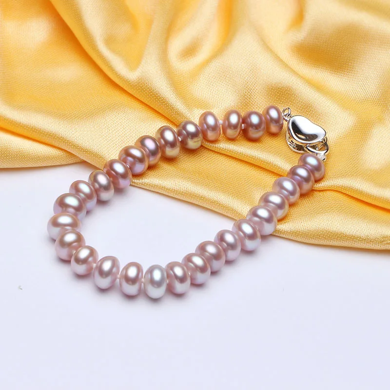HENGSHENG White Pearl Bracelets 100% 8 9mm 18cm Length Bread Round Natural Freshwater Hot Sale Jewelry For Women|bracelets for|bracelets for