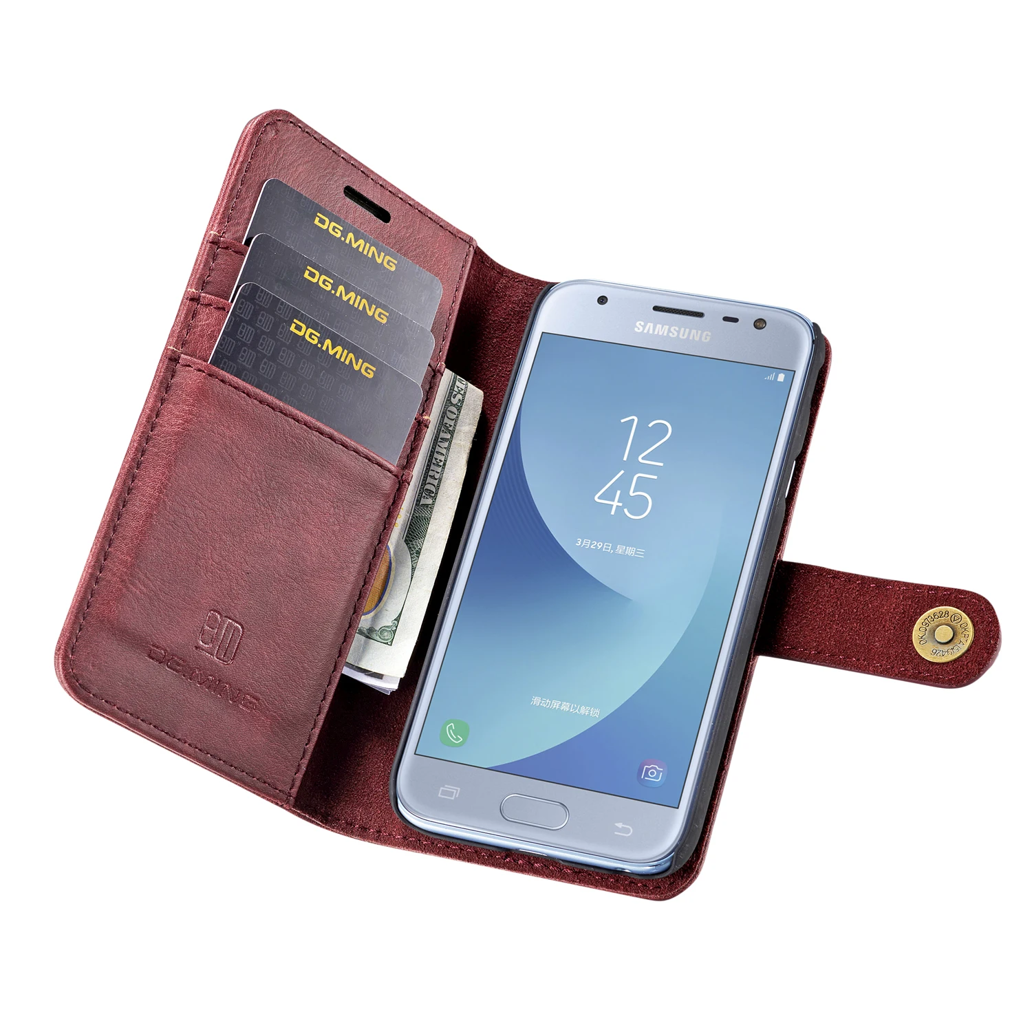 DG. MING Роскошный кожаный чехол Fundas для samsung Galaxy J3 2017 съемный флип-кошелек телефона s