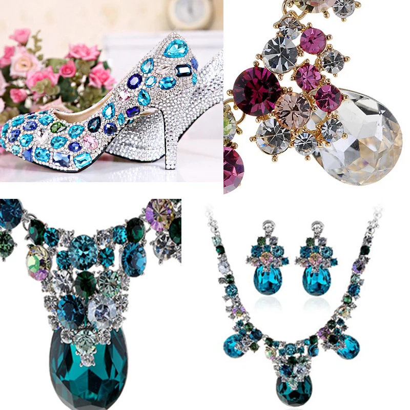 Новый! Прозрачные стразы в форме капель Apple green с заостренным дном для украшения