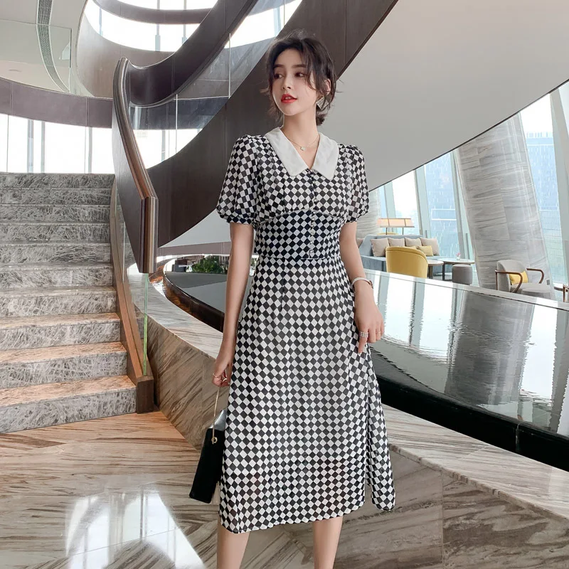 Женский комплект из 2 предметов шифоновый стильный клетчатый костюм летняя